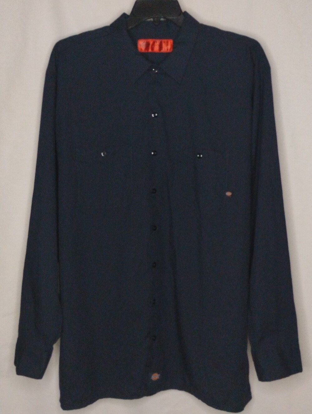 Men's 2XLT Dickies Navy Industrial Button Up Long Sleeve Work Shirt Workwear